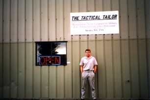 Logan Coffey in front of old Tactical Tailor storefront Logan Coffey in front of old Tactical Tailor storefront