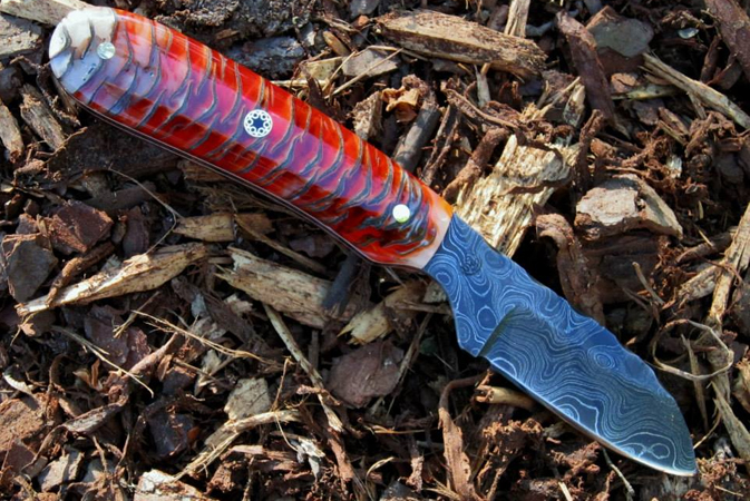 Satuday Night Blade Porn - Smith Knife Alabama Damascus with Cast Pine Cone Scales