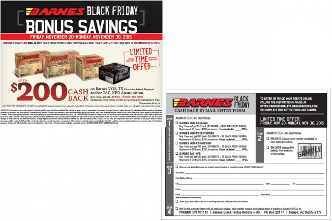 Barnes Bullets Black Friday Rebate
