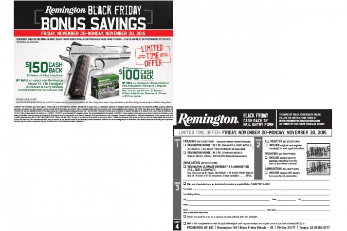 Remington R1 & Ultimate Defense Ammo Black Friday Rebate