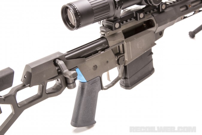 The bolt shroud and receiver interface with rails that keep things lined up.