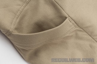 The cargo and knife pockets have a stiffend opening for durability and access.