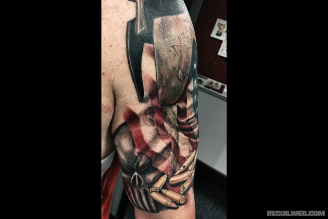 spartan helmet american flag tattoo