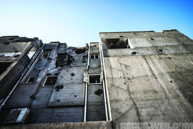 Tactics in Sirte are simplistic. IS Snipers work their way around buildings to fire on militias. Troops call in air strikes and then blast the sniper positions with heavy machine guns, before clearing rooms and booby traps. 
