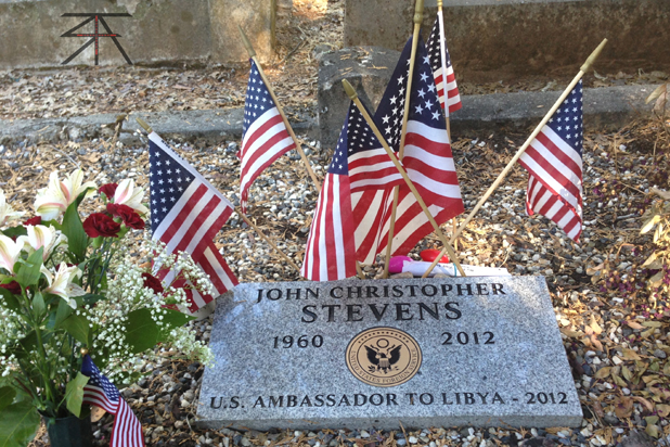 The headstone on Ambassador Stevens' grave, courtesy of S.T.A. Training Group
