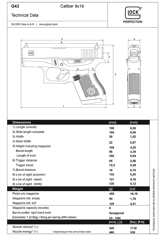 Glock 43 specs