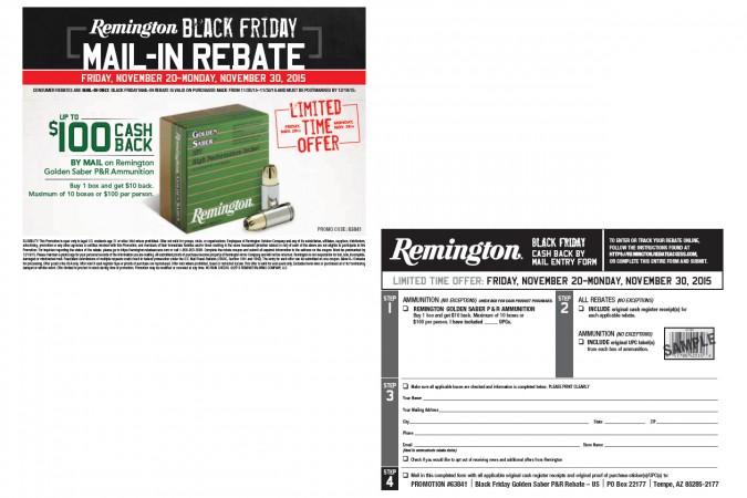 Remington Golden Saber Black Friday Rebate