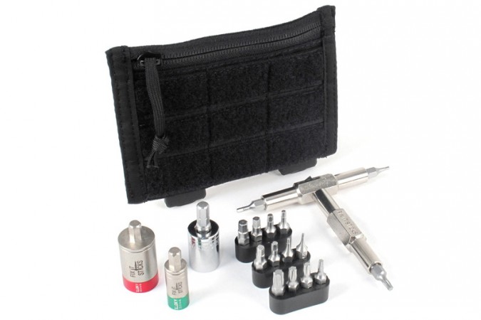 The Fix It Sticks can come seperatly or as a kit.  The kit includes a couple torque limiters, 1/2" socket and 1/4" bit adapter, and a pouch from Tactical Tailor.