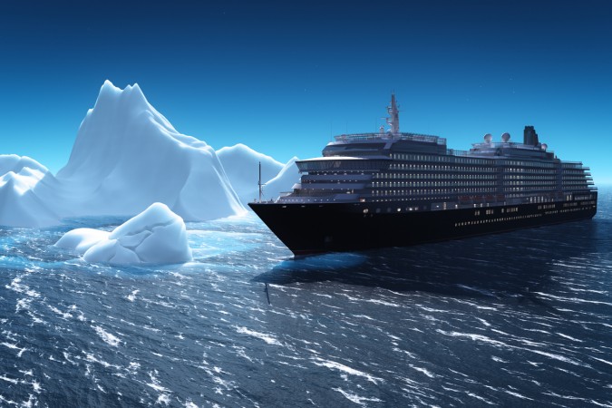 Cruise ship and iceberg