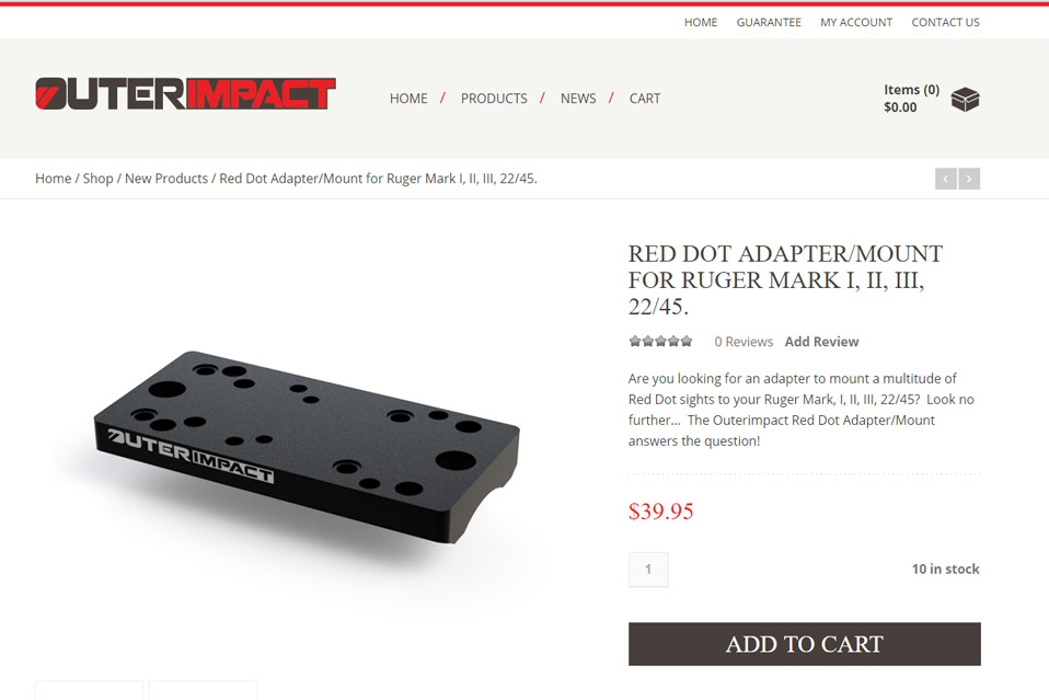 thumbnail image 2 of Universal Picatinny Rail Red Dot Mount Plate For Ruger Mark Series Pistols – Black Polymer 2 of 6