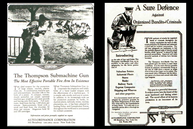 Thompson submachine gun advertisements