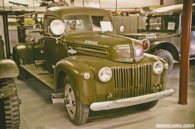 During World War II the U.S. Army drafted the Chevy pickup for action. This example has been restored to its former glory complete with wartime olive drab paint.