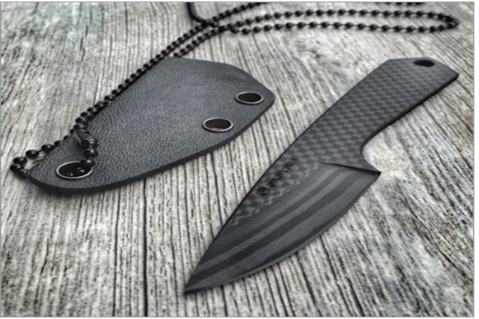 Bastion all carbon fiber edc neck knife straight handle 1