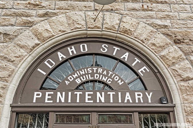 The 1893 Administration Building and main entrance to the Old Idaho Penitentiary Historic Site. The J. Curtis Earl Exhibit is featured behind the walls in part of the former Shirt Factory Building.