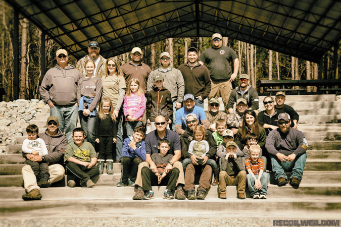 Participants, parents, sponsors, staff, and volunteers from the first session of the PRS Kidz Clinic at K&M Precision Rifle Training.
