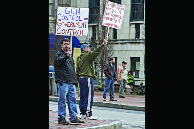 Men Protesting Gun Control at a Rally in Asheville