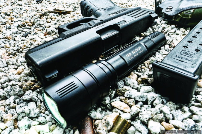 If you carry a gun, you should have a light to accompany it. Weapon mounted or pocketed, a solid white light like this Surefire E2B makes target identification easy.