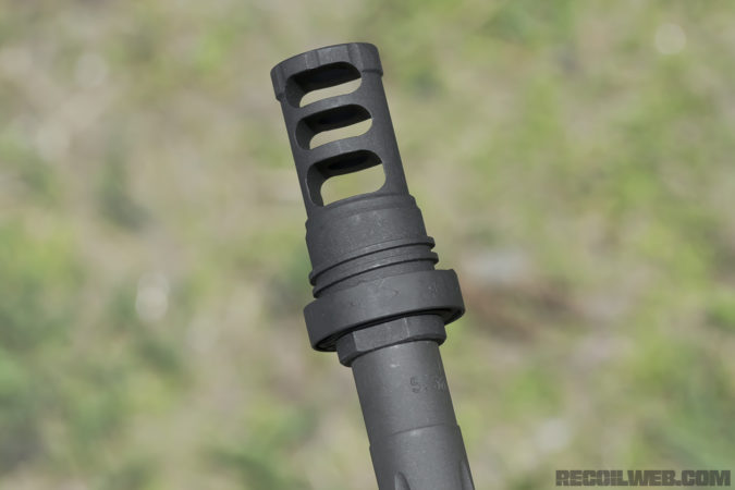The muzzle brake provided with the YHM TURBO is an effective recoil-mitigating device and sacrificial baffle.
