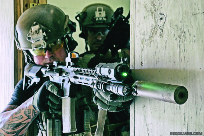 Above, left: The B.E. Meyers MAWL is available in both military and civilian-compliant versions, making IR aiming/illuminating technology available to the consumer.