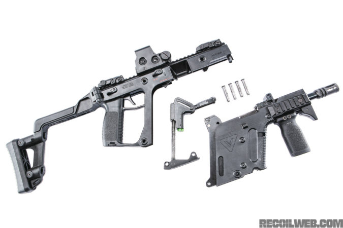 The KRISS Vector 9mm easily disassembles. 