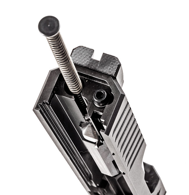 One of the few ways to take a striker-fired pistol out of action is to get crap in the striker channel. Archon recognizes this and made the slide internals easily accessible to the end user for maintenance.