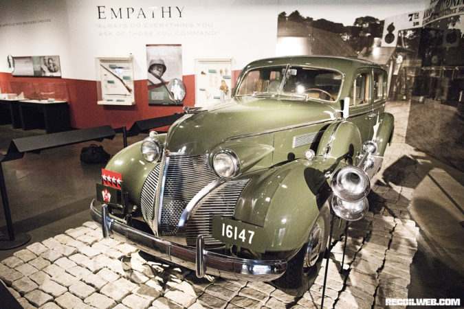 General Patton’s staff car — a “1938-and-a-half” model. The front end was rebuilt from a 1939 car after the collision that would prove fatal for General Patton.