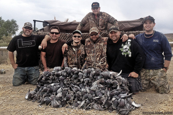 The best in the bird hunting industry hunting pigeon together in the off-season: Terry Denmon (Mojo Outdoors), Chad Belding (The Fowl Life), Skip Knowles (Wildfowl magazine), Mike Plein (Toxic Calls), Scott Jorgensen (UFC), Chad Ryan (banded), and Neal Hunt (SNM).