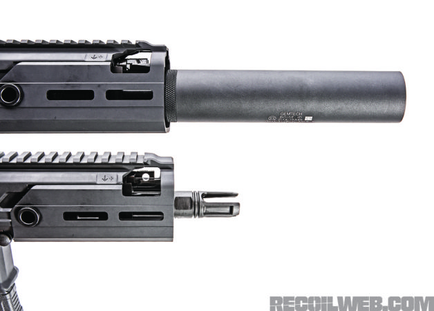 Thankfully, SIG steered clear of the temptation to thread the Rattler’s muzzle in some bastard metric thread pattern, unlike the MPX. This one takes 5/8x24 devices.