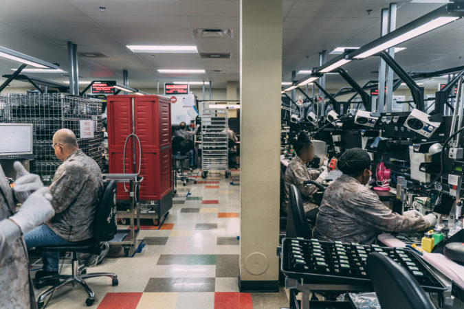 One of the four assembly lines at Eotech's factory.