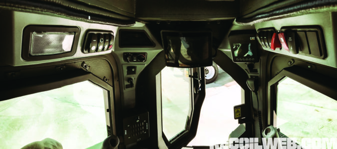  The driver can see and communicate with officers on the armored deployment platform (seen on next page), which can be detached and left stationary. 