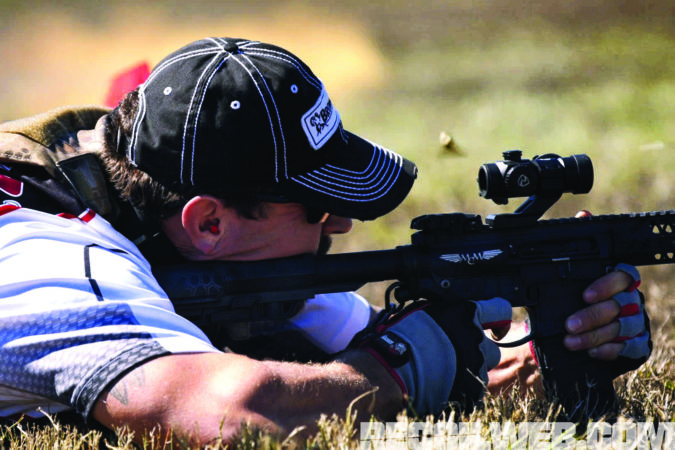 Dropping to the prone helps stabilize those timed shots while trying to regain breath control. 