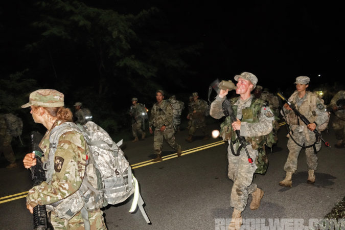 Night ruck marches build a number of skills for new cadets, including movement, light and noise discipline, and physical endurance.