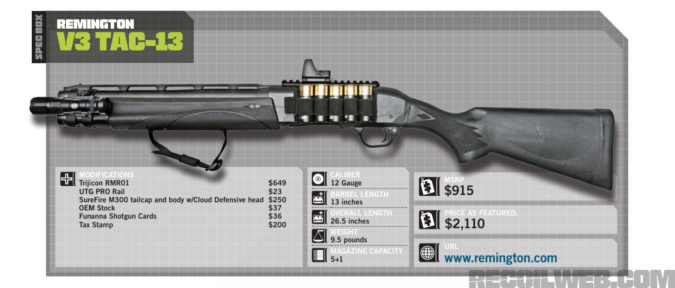 Remington V3 TAC 13 Specs.