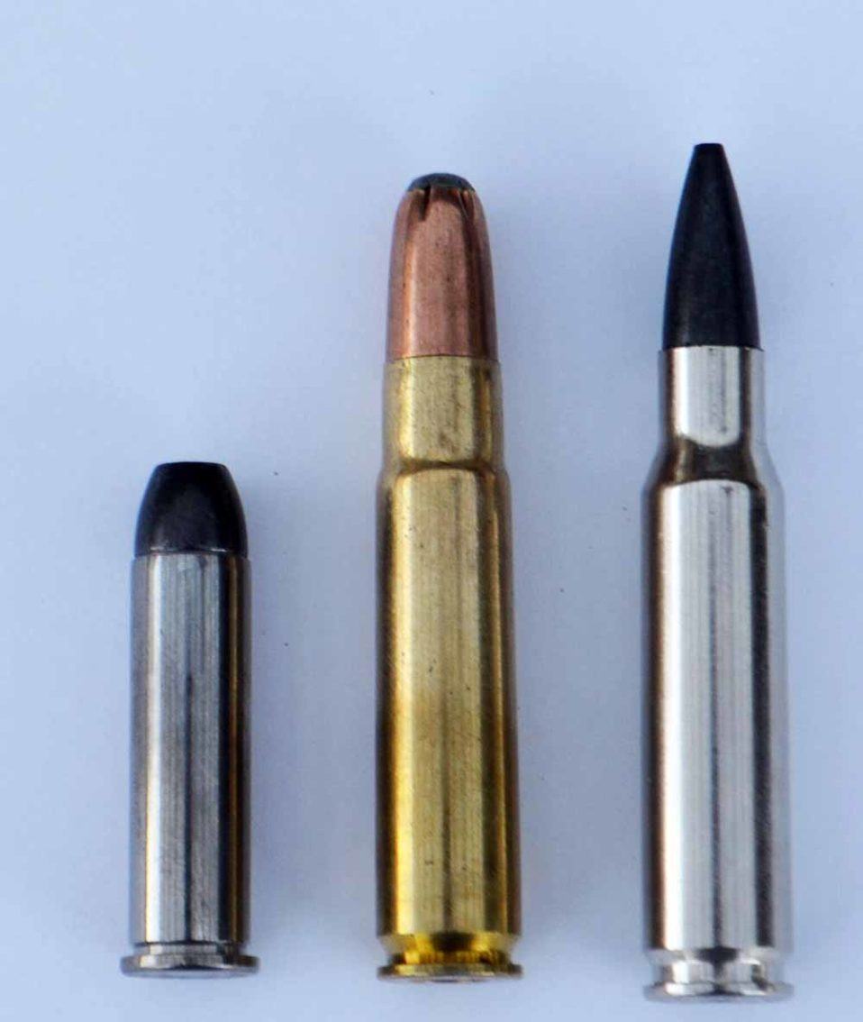 From left to right: 357 Magnum, 35 Remington, 308 Winchester.