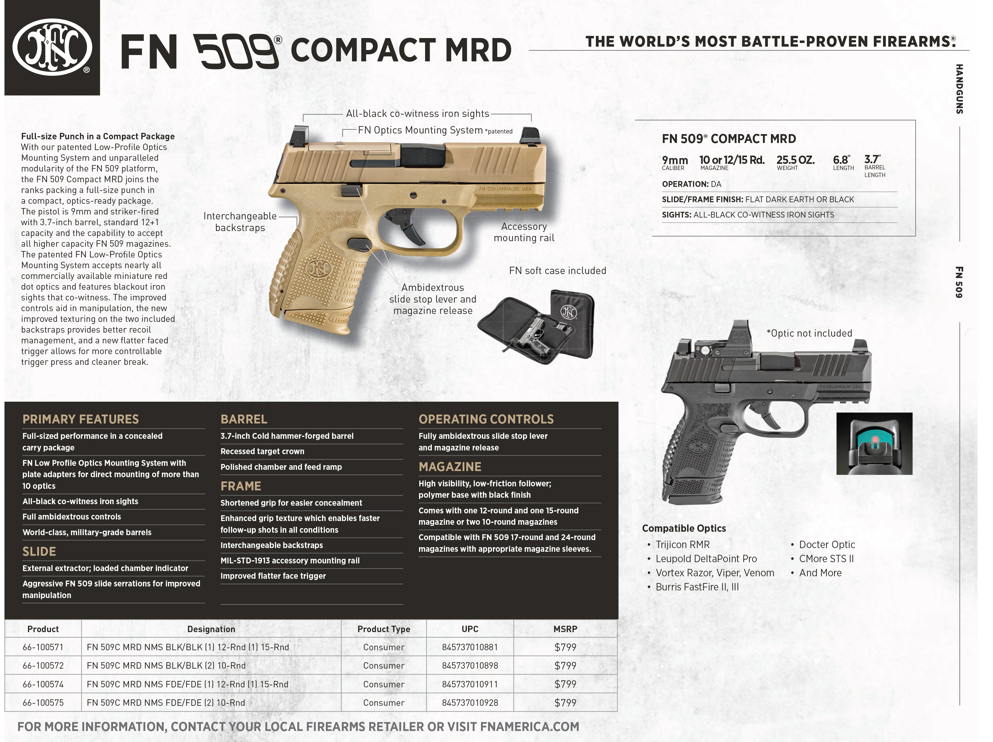 ADE RD3-006B1 GREEN Dot Reflex Sight for FN 509 Tactical Optics Ready Pistol red 