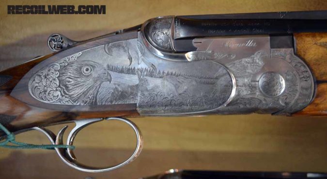 Side plate engraving on a Beretta SO6.