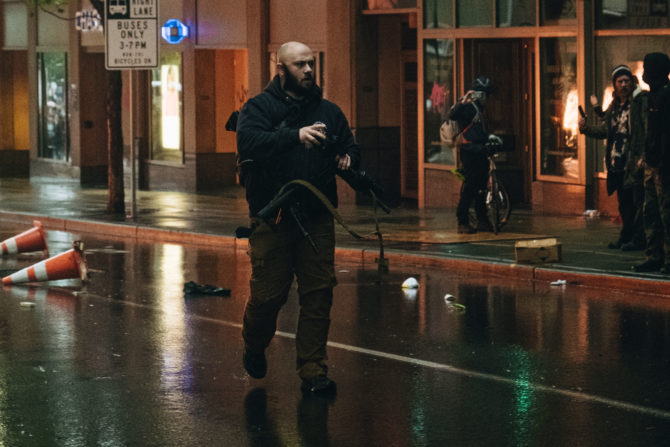 John Carughi on the streets of Seattle, disabling the recently retrieved police weapons.