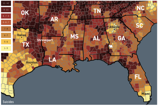 gun deaths suicide south