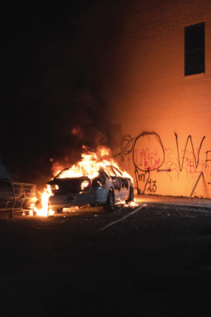 minnesota porch vikings burning car