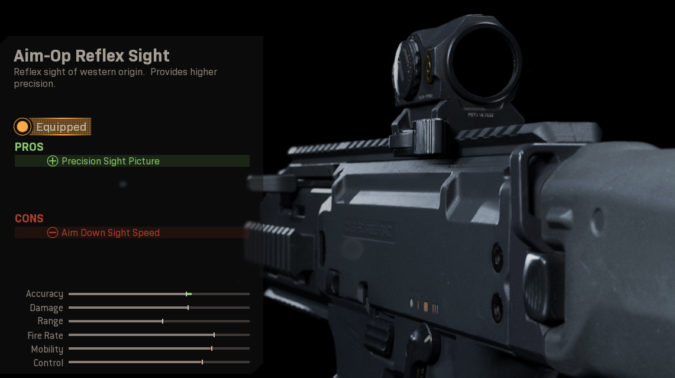 call of duty modern warfare aim-op reflex sight