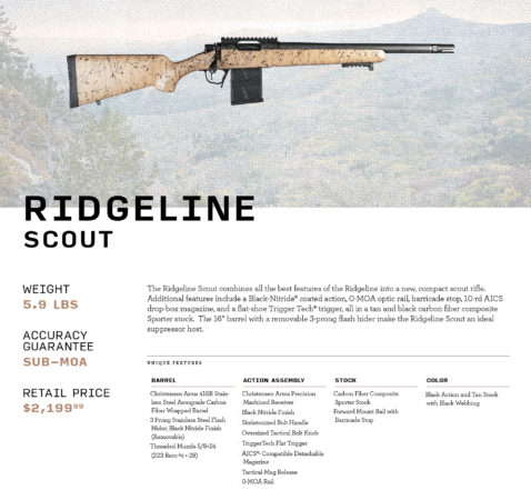 Christensen arms Ridgeline Scout data sheet
