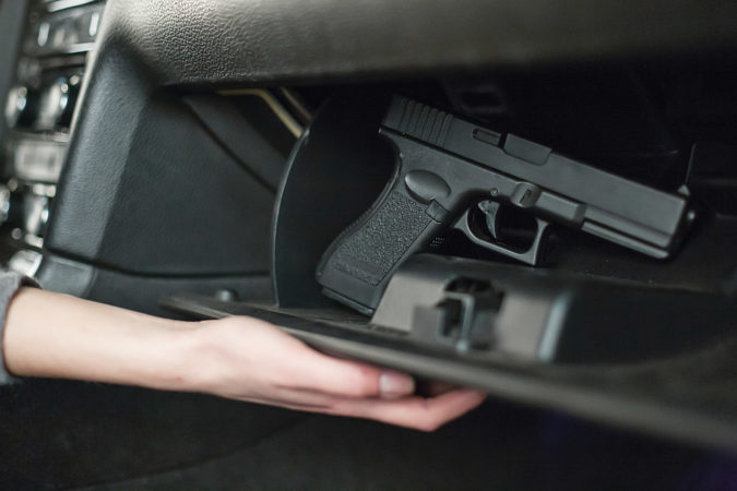 puled over with guns glove compartment