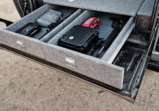 pulled over with guns truck bed drawer
