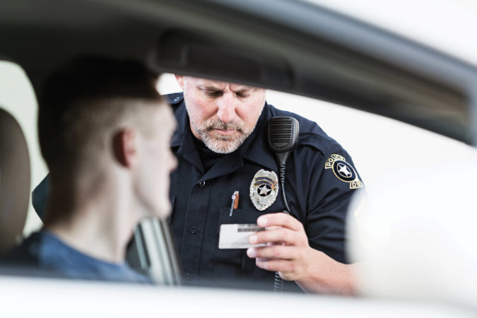 Police officer making a traffic stop