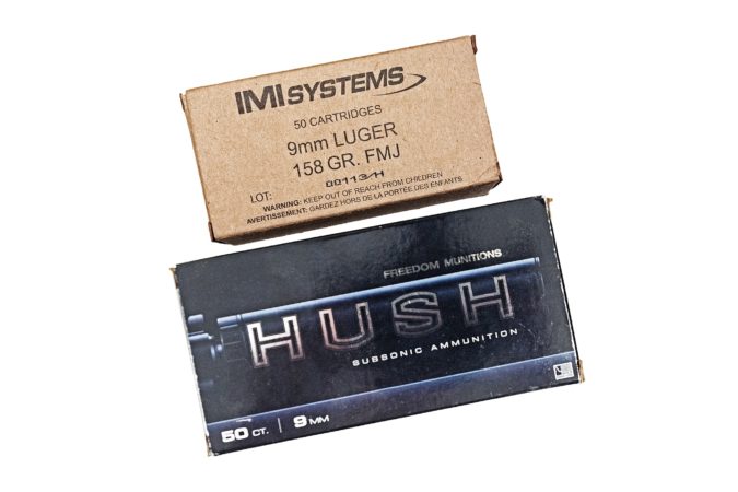 Subsonic ammo makes everything sound great, and heavier subsonics hit with authority. Israeli 158-grain FMJ and 165-grain Freedom Munitions HUSH are some of our go-to rounds if we want to maximize silencer performance.