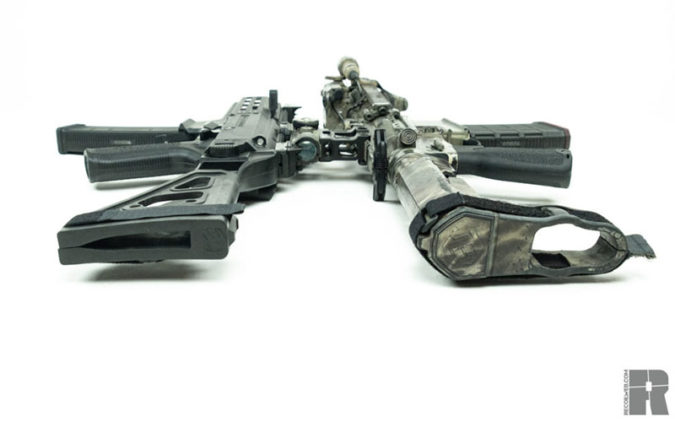 Two different styles of pistol braces.