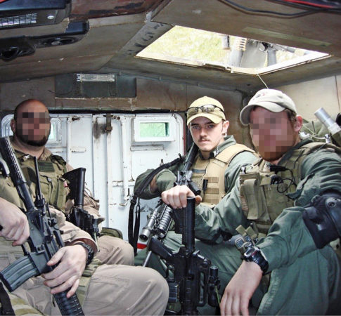 Daily life in the back of an armored PSD vehicle in Iraq.