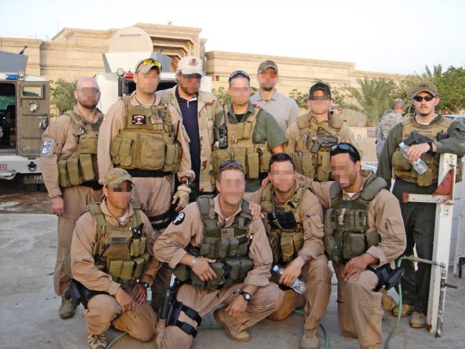 Blackwater contractors in the Green Zone, Baghdad, 2007.