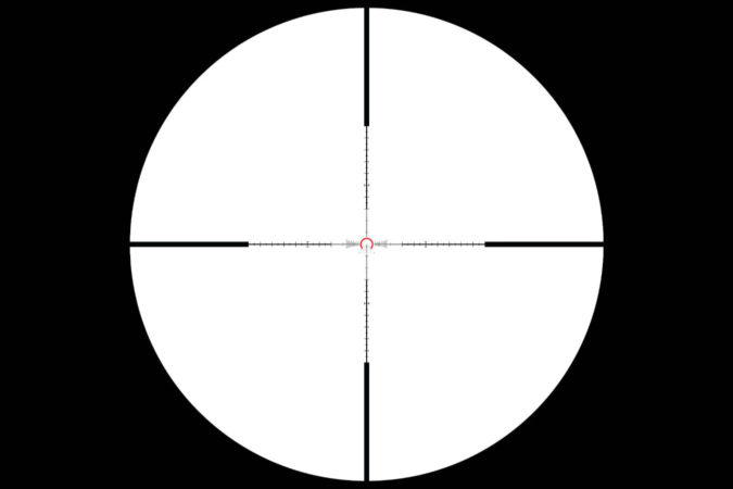 The ACSS Raptor reticle, shown at both 1x and 8x.