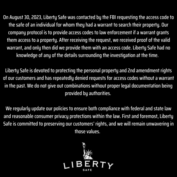 Your Gun Safe Might Not Be Safe Liberty Safe Surrenders Access Code To